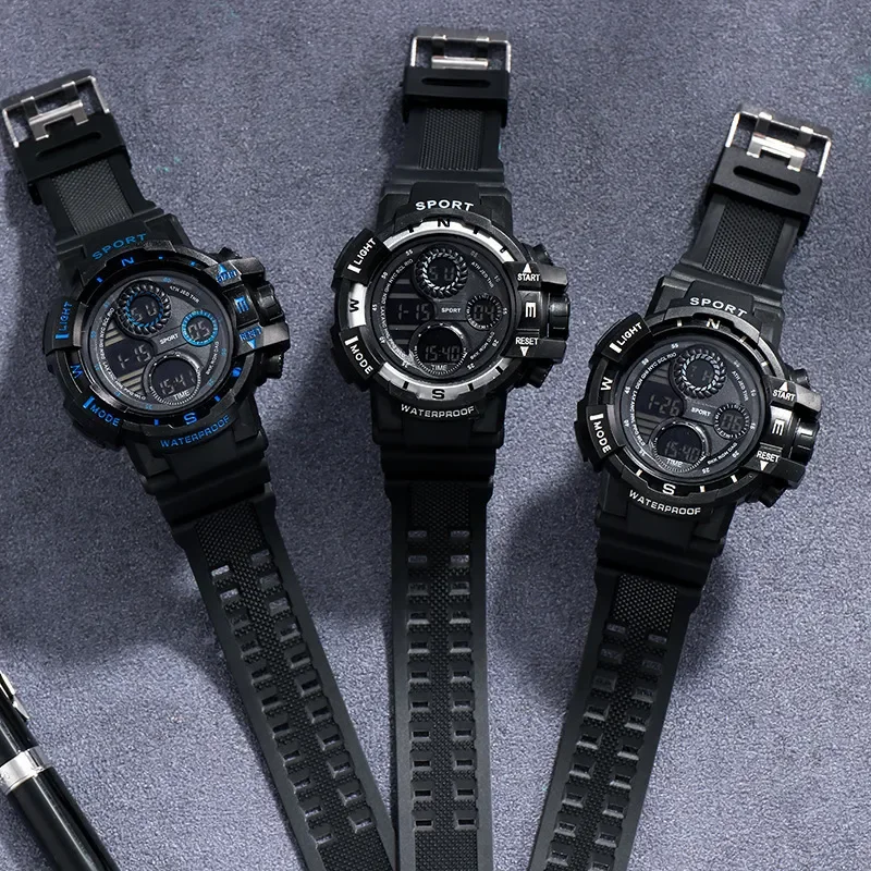 YIKAZE Sports Watch for men Black Dial Military Digital Watch Luminous Date Chronograph Alarm Clock Student Kids Man Wristwatch