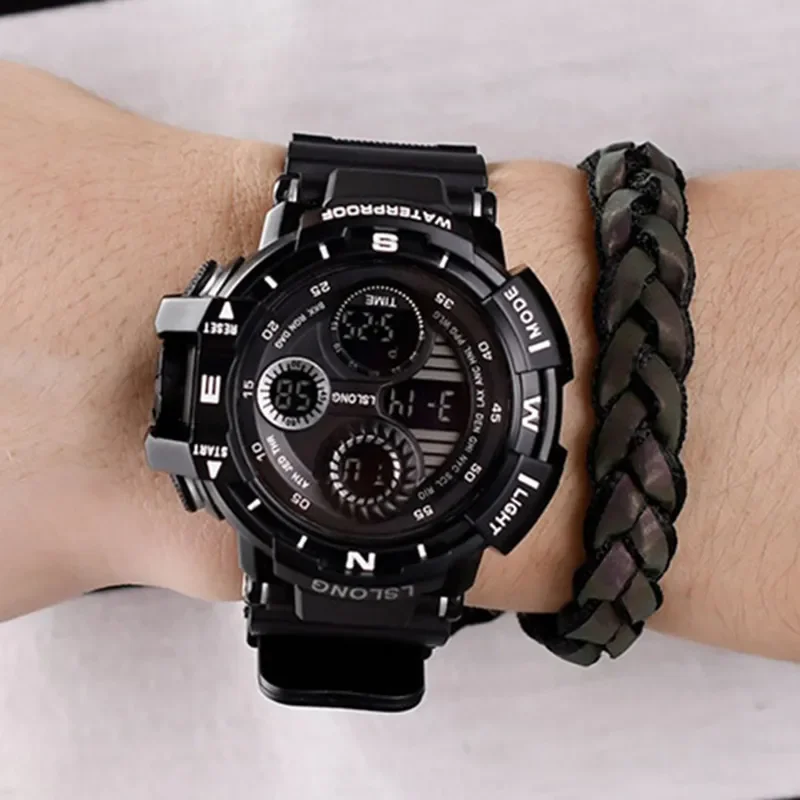 YIKAZE Sports Watch for men Black Dial Military Digital Watch Luminous Date Chronograph Alarm Clock Student Kids Man Wristwatch