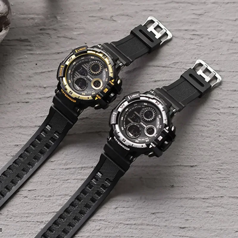 YIKAZE Sports Watch for men Black Dial Military Digital Watch Luminous Date Chronograph Alarm Clock Student Kids Man Wristwatch