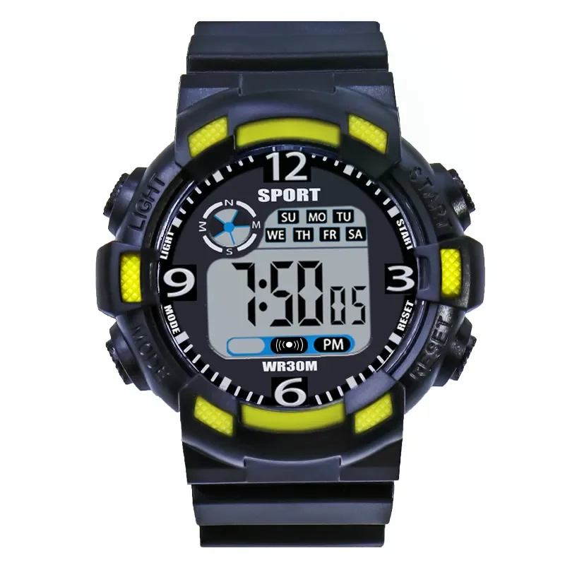YIKAZE Sports Watch for men Black Dial Military Digital Watch Luminous Date Chronograph Alarm Clock Student Kids Man Wristwatch