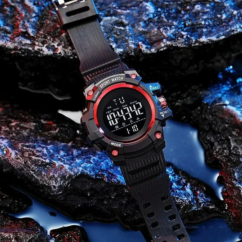 YIKAZE Sports Watch for men Black Dial Military Digital Watch Luminous Date Chronograph Alarm Clock Student Kids Man Wristwatch
