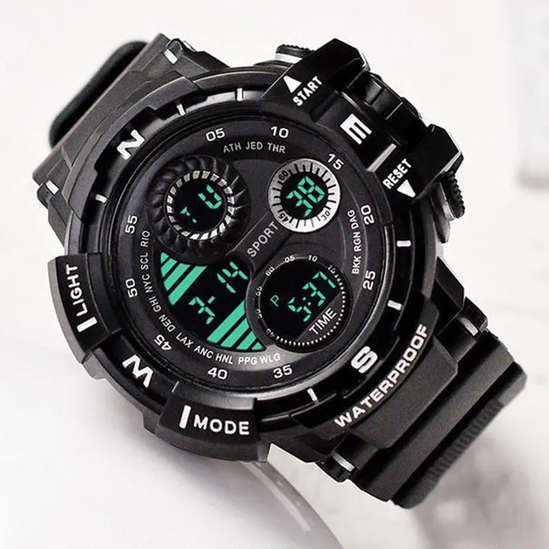 YIKAZE Sports Watch for men Black Dial Military Digital Watch Luminous Date Chronograph Alarm Clock Student Kids Man Wristwatch