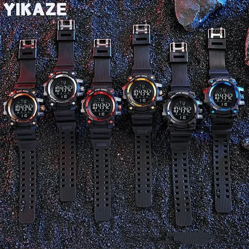 YIKAZE Sports Watch for men Black Dial Military Digital Watch Luminous Date Chronograph Alarm Clock Student Kids Man Wristwatch