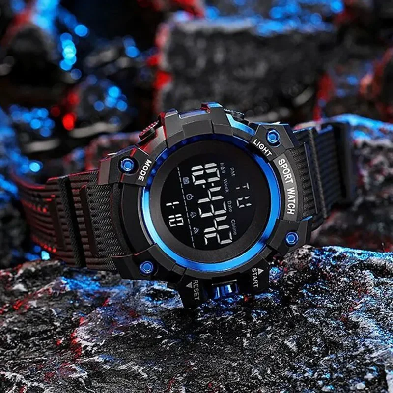 YIKAZE Sports Watch for men Black Dial Military Digital Watch Luminous Date Chronograph Alarm Clock Student Kids Man Wristwatch