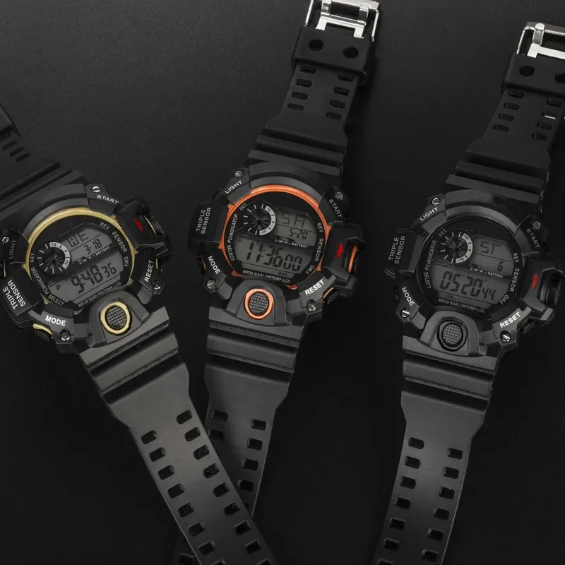 YIKAZE Sports Watch for men Black Dial Military Digital Watch Luminous Date Chronograph Alarm Clock Student Kids Man Wristwatch