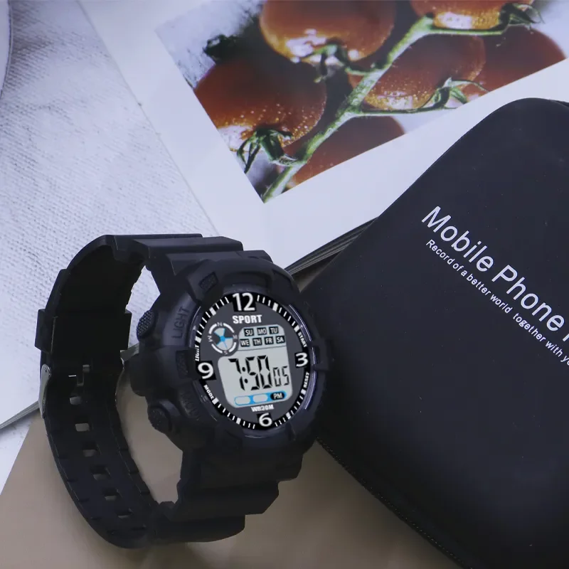 YIKAZE Sports Watch for men Black Dial Military Digital Watch Luminous Date Chronograph Alarm Clock Student Kids Man Wristwatch