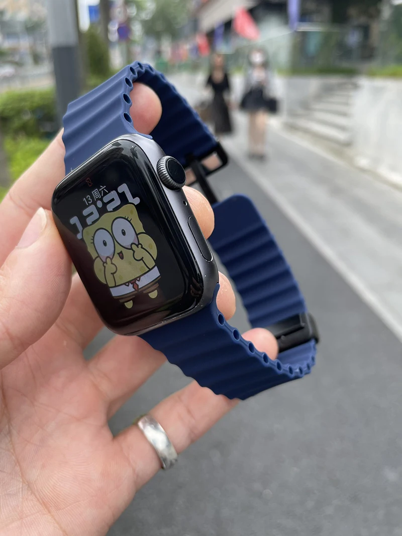 Ocean Strap for Apple Watch 10 9 8 7 Ultra Band 46mm 45mm 49mm 44mm 41/42mm Silicone Magnetic Sport Bracelet iWatch Series SE 6