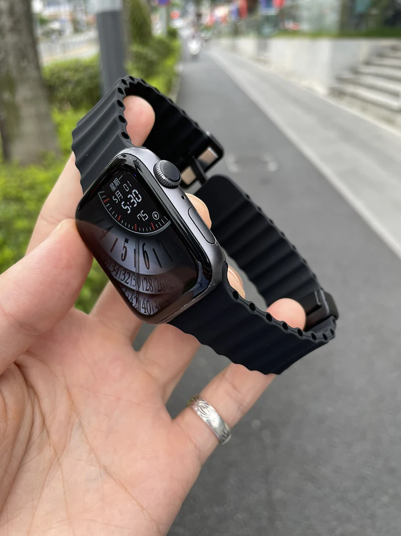 Ocean Strap for Apple Watch 10 9 8 7 Ultra Band 46mm 45mm 49mm 44mm 41/42mm Silicone Magnetic Sport Bracelet iWatch Series SE 6