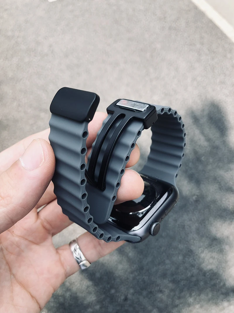 Ocean Strap for Apple Watch 10 9 8 7 Ultra Band 46mm 45mm 49mm 44mm 41/42mm Silicone Magnetic Sport Bracelet iWatch Series SE 6