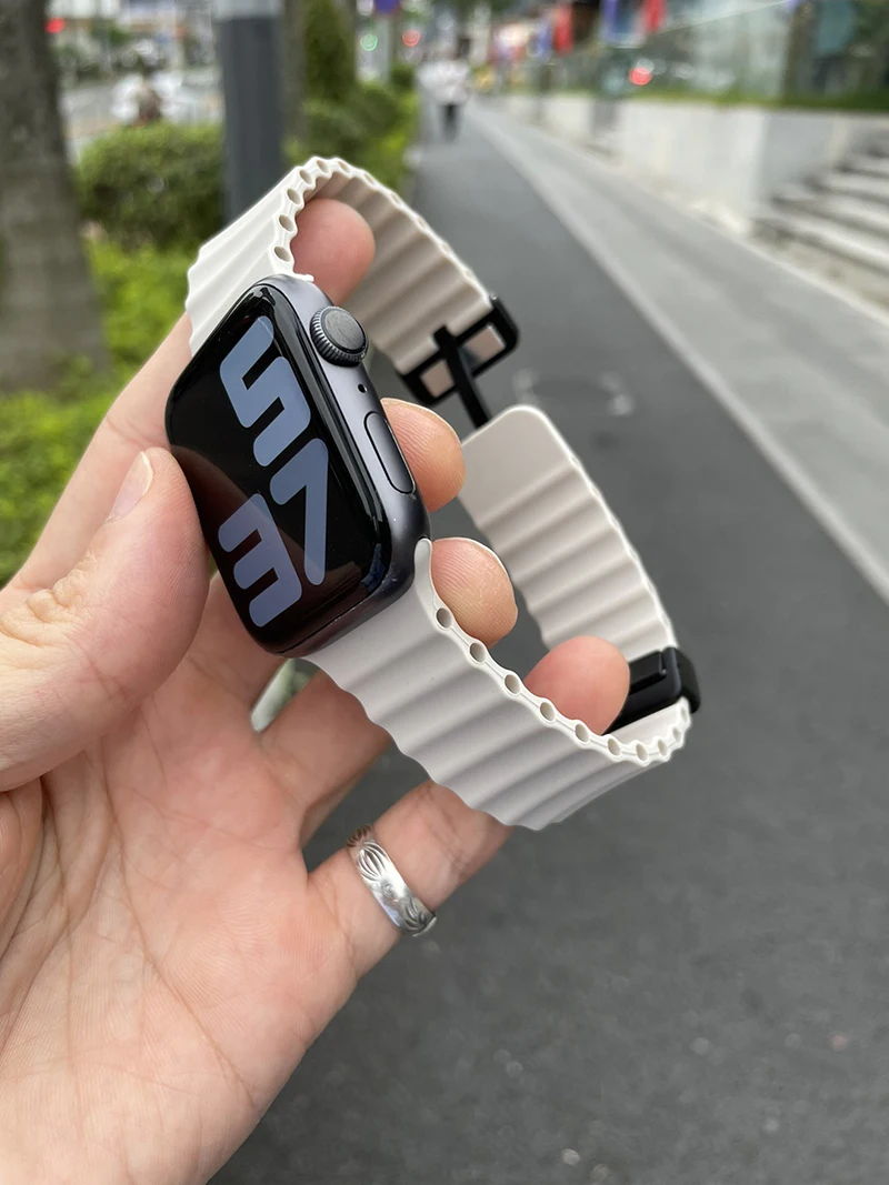 Ocean Strap for Apple Watch 10 9 8 7 Ultra Band 46mm 45mm 49mm 44mm 41/42mm Silicone Magnetic Sport Bracelet iWatch Series SE 6