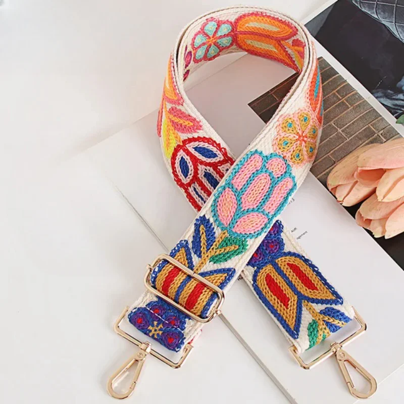 Hand Embroidered Vintage Style Shoulder Strap Multipurpose Fashion Purse Handbags Accessories Adjustable Comfort Accessory Strap