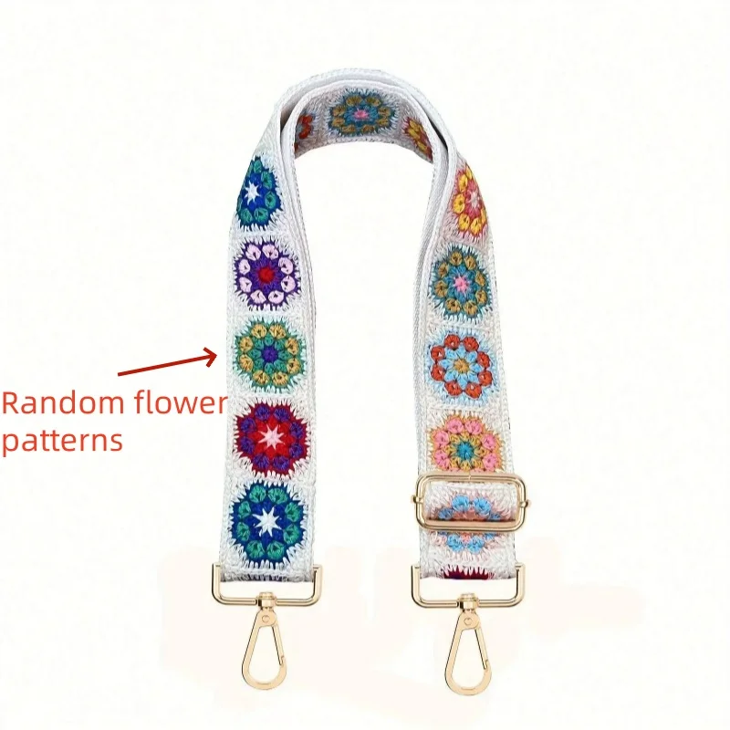 Hand Embroidered Vintage Style Shoulder Strap Multipurpose Fashion Purse Handbags Accessories Adjustable Comfort Accessory Strap