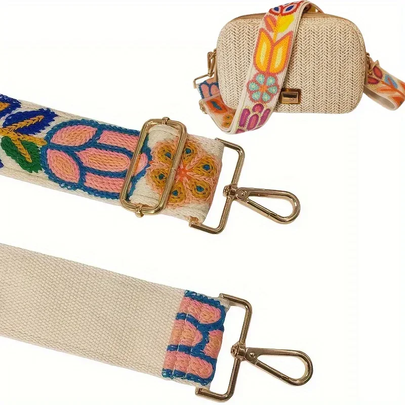 Hand Embroidered Vintage Style Shoulder Strap Multipurpose Fashion Purse Handbags Accessories Adjustable Comfort Accessory Strap