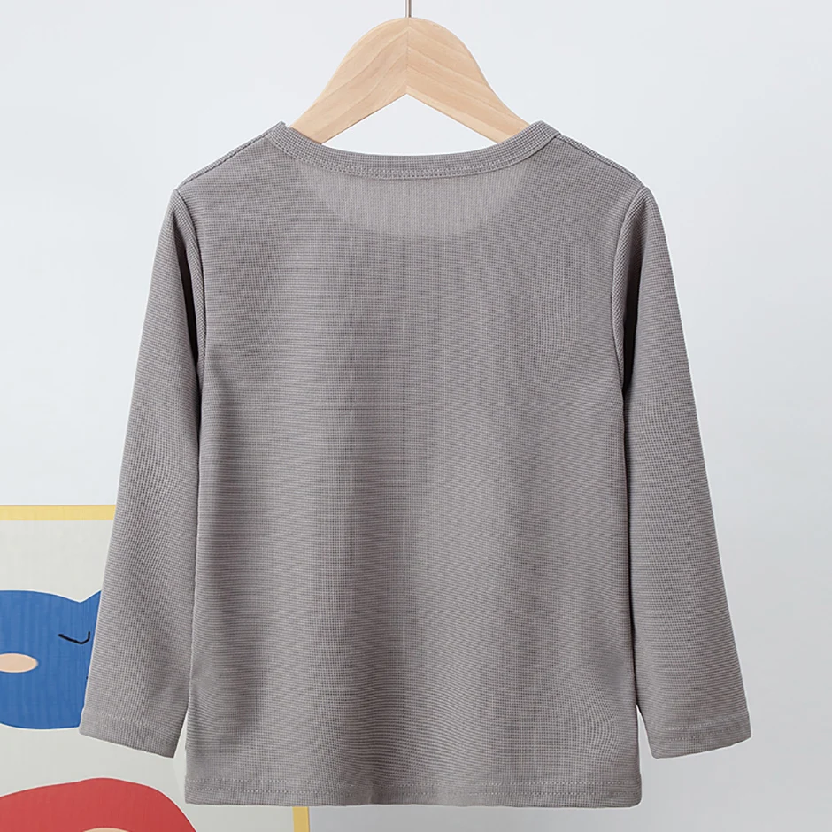 Children's Autumn Solid Color Simple Joker Long Sleeve T-Shirt Boys Casual Sports Shirt Girls Fashion Round Neck Sweater