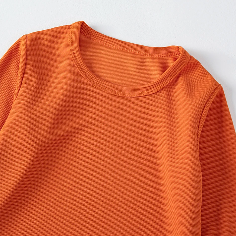 Children's Autumn Solid Color Simple Joker Long Sleeve T-Shirt Boys Casual Sports Shirt Girls Fashion Round Neck Sweater