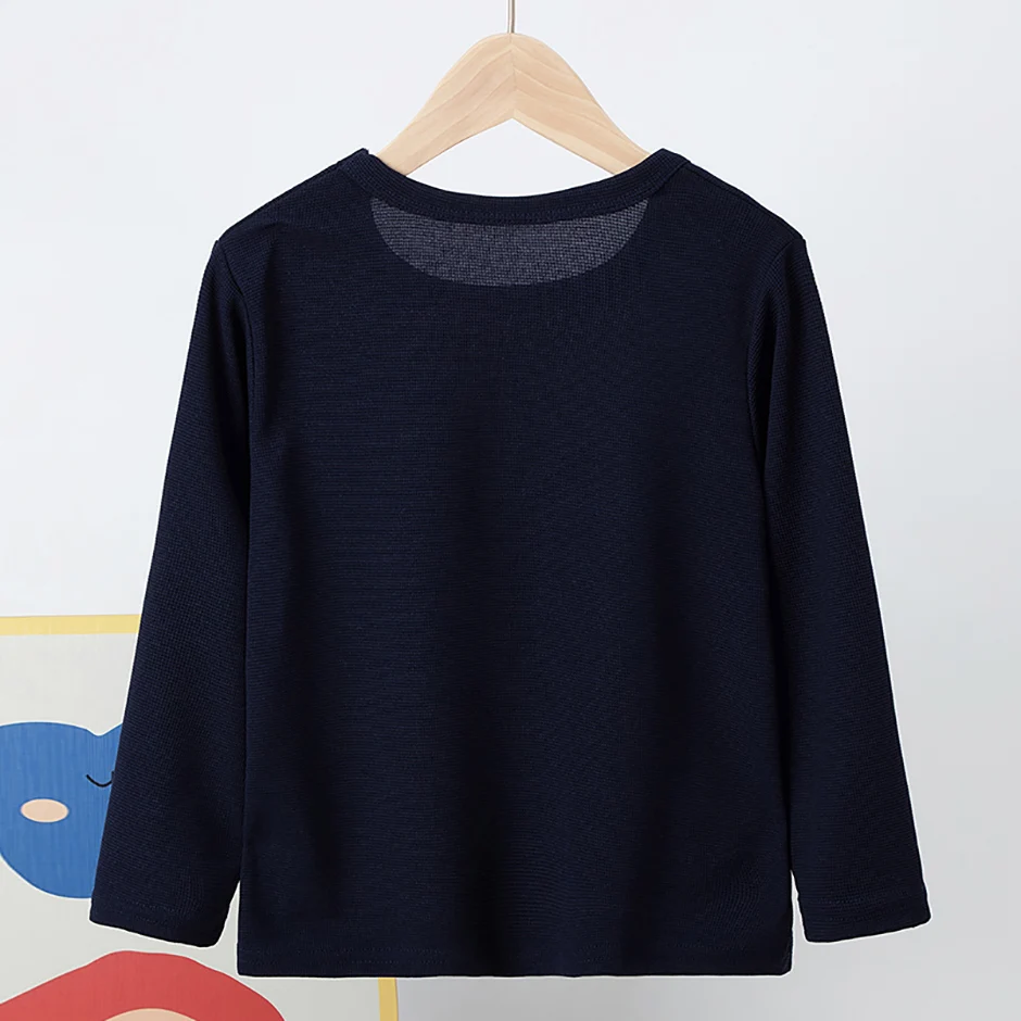Children's Autumn Solid Color Simple Joker Long Sleeve T-Shirt Boys Casual Sports Shirt Girls Fashion Round Neck Sweater