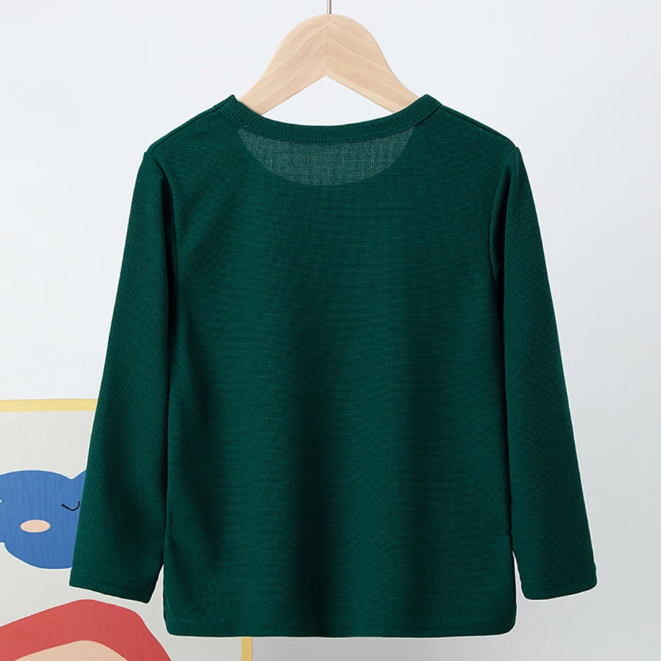 Children's Autumn Solid Color Simple Joker Long Sleeve T-Shirt Boys Casual Sports Shirt Girls Fashion Round Neck Sweater