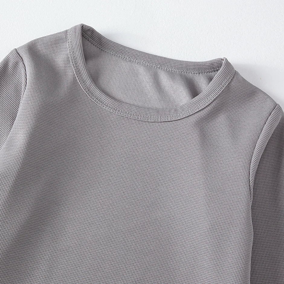 Children's Autumn Solid Color Simple Joker Long Sleeve T-Shirt Boys Casual Sports Shirt Girls Fashion Round Neck Sweater