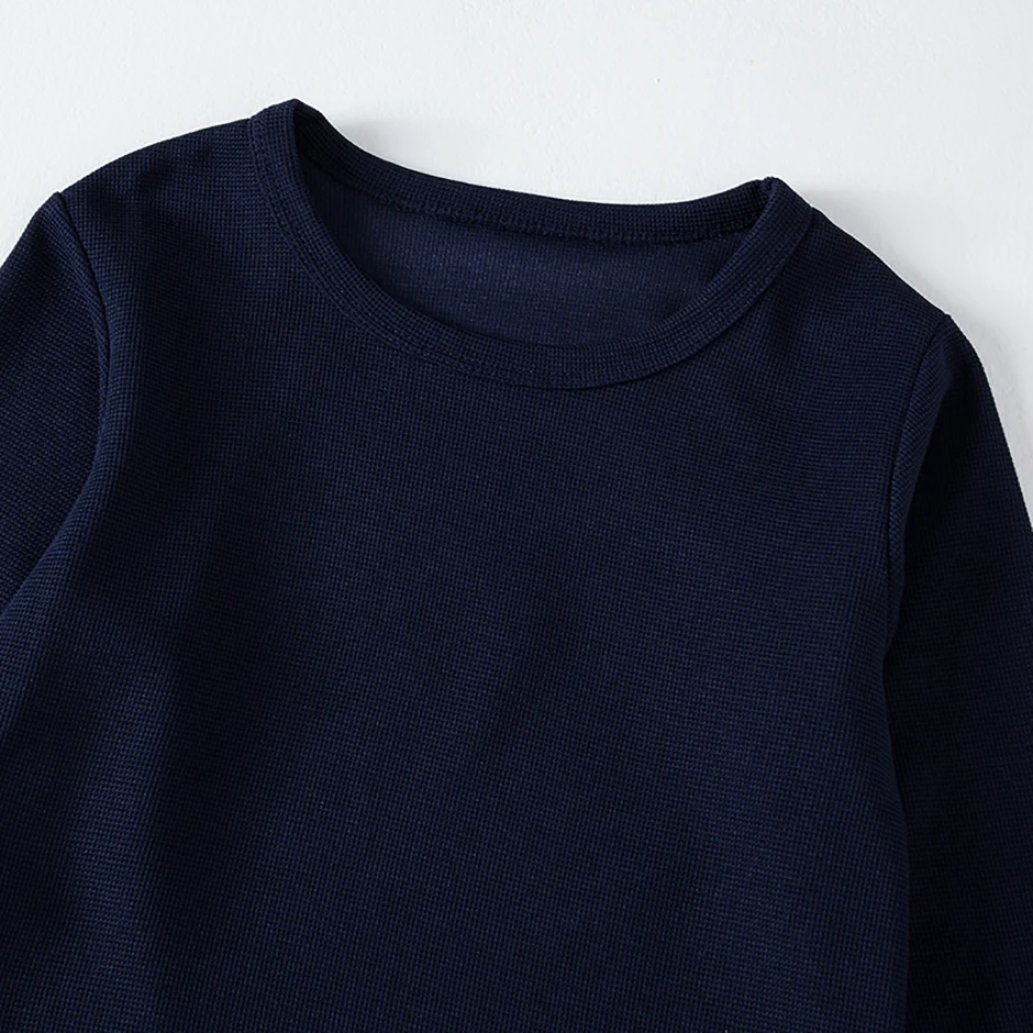 Children's Autumn Solid Color Simple Joker Long Sleeve T-Shirt Boys Casual Sports Shirt Girls Fashion Round Neck Sweater