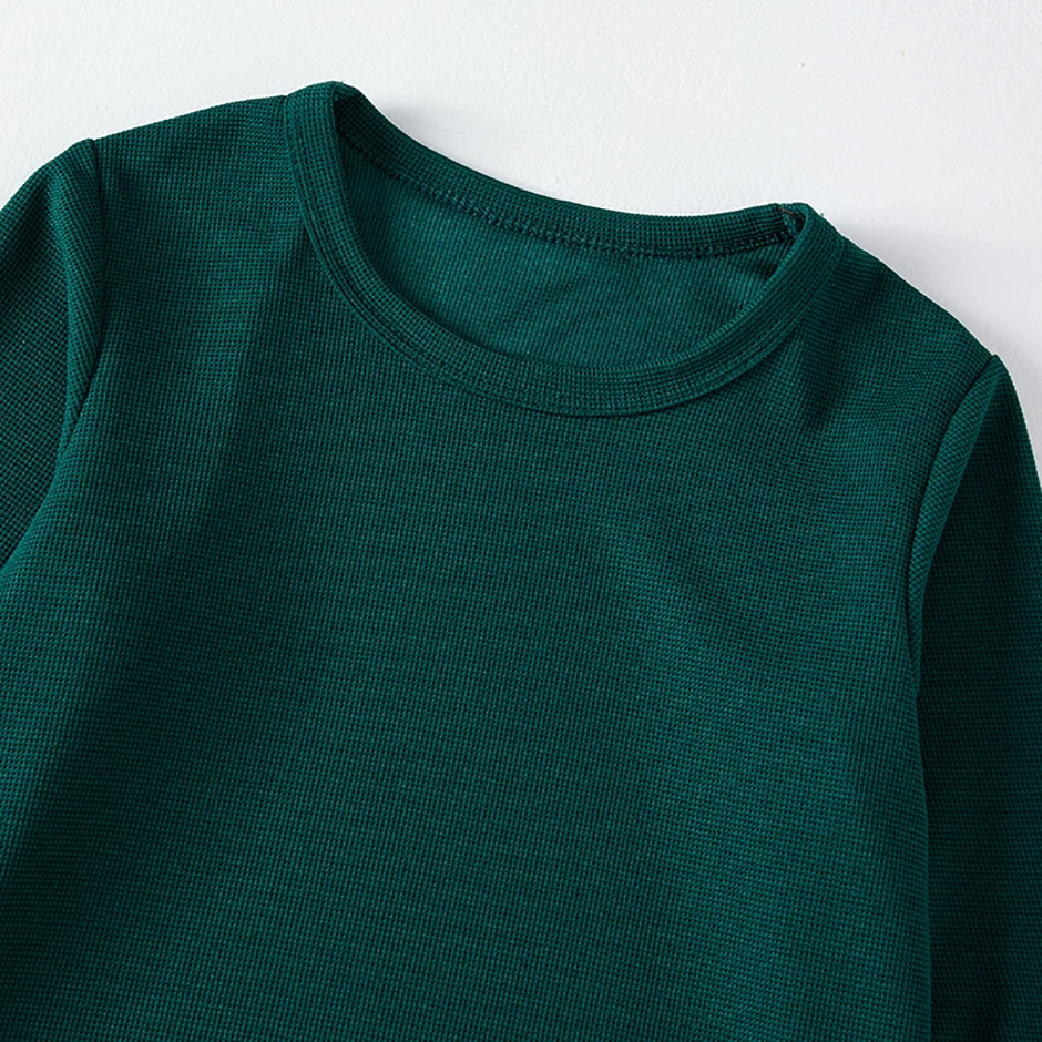Children's Autumn Solid Color Simple Joker Long Sleeve T-Shirt Boys Casual Sports Shirt Girls Fashion Round Neck Sweater