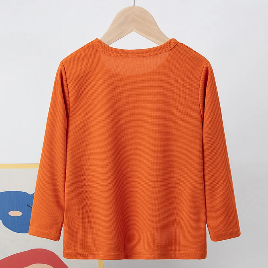 Children's Autumn Solid Color Simple Joker Long Sleeve T-Shirt Boys Casual Sports Shirt Girls Fashion Round Neck Sweater