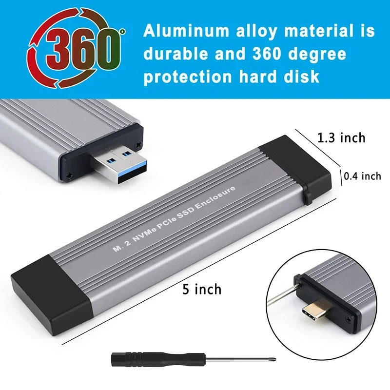 M.2 NVME NGFF SATA Dual Protocols Enclosure M2 SSD Case USB 3.2 Type C SSD Adapter 10Gbps To NVMe SATA External Hard Disk Box