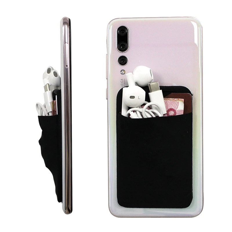 Stretchy Cell Phone Pocket Stick On Card Wallet, Unisex Adhesive Sticker, Credit Card Sleeve Pouch, High Quality