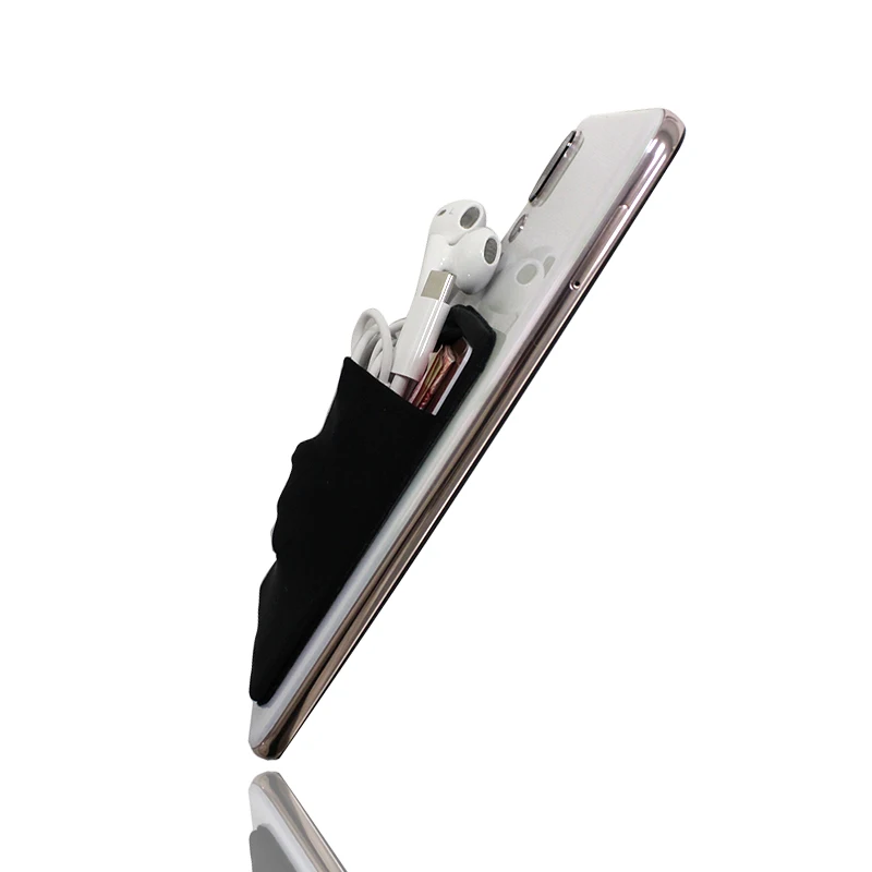 Stretchy Cell Phone Pocket Stick On Card Wallet, Unisex Adhesive Sticker, Credit Card Sleeve Pouch, High Quality
