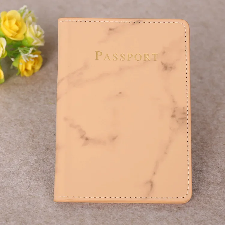 Women Men Passport Cover Pu Leather Marble Style Travel ID Credit Card Passport Holder Ticket Protective Packet Bag Wallet Pouch