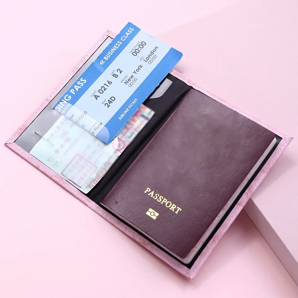 Women Men Passport Cover Pu Leather Marble Style Travel ID Credit Card Passport Holder Ticket Protective Packet Bag Wallet Pouch