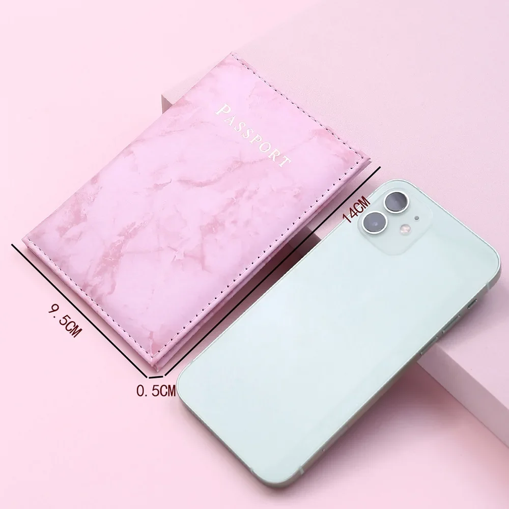 Women Men Passport Cover Pu Leather Marble Style Travel ID Credit Card Passport Holder Ticket Protective Packet Bag Wallet Pouch