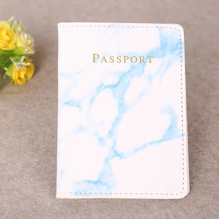 Women Men Passport Cover Pu Leather Marble Style Travel ID Credit Card Passport Holder Ticket Protective Packet Bag Wallet Pouch