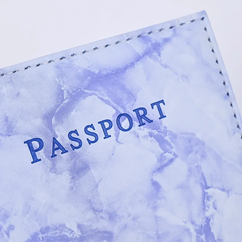 Women Men Passport Cover Pu Leather Marble Style Travel ID Credit Card Passport Holder Ticket Protective Packet Bag Wallet Pouch