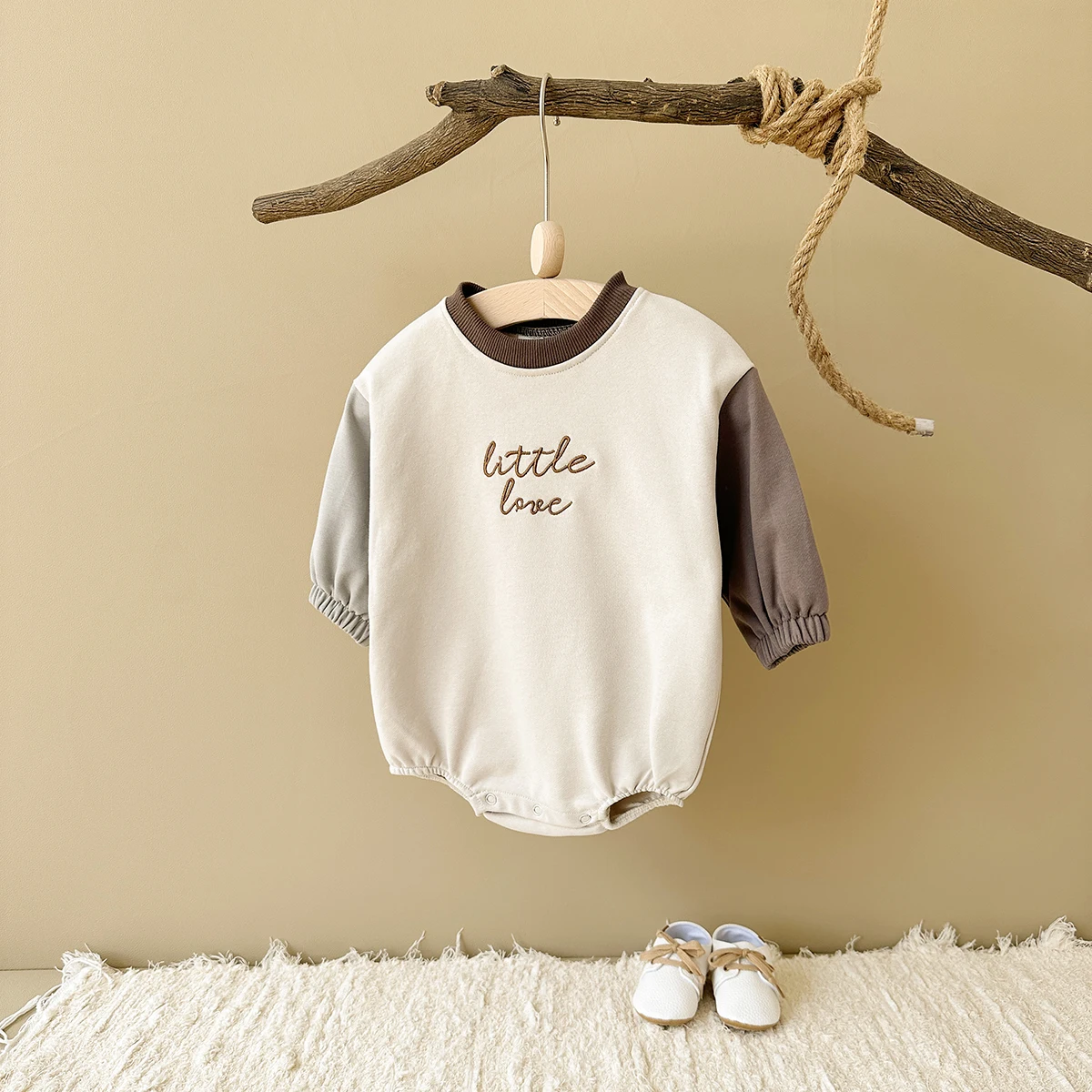 Autumn Baby Girl Clothes Newborn Toddler Boy Jumpsuit Letter Embroidery Long Sleeve Splicing Colors Bodysuits Rompers Baby