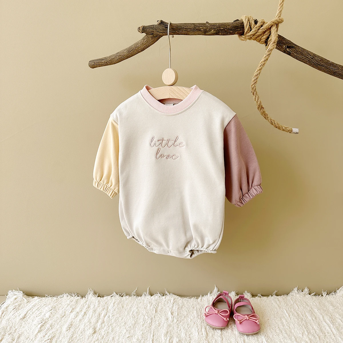 Autumn Baby Girl Clothes Newborn Toddler Boy Jumpsuit Letter Embroidery Long Sleeve Splicing Colors Bodysuits Rompers Baby