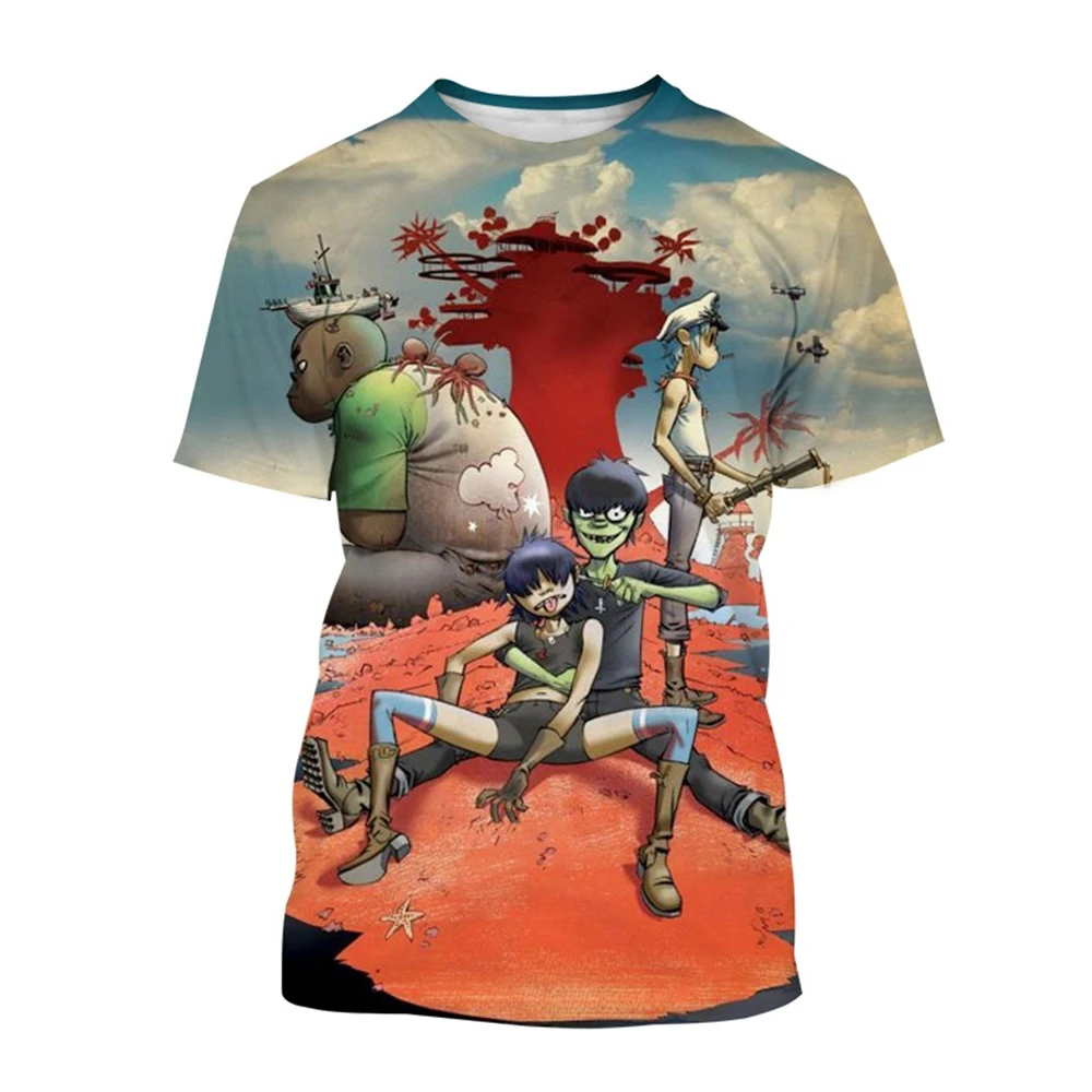 Rock Band Gorillaz 3d Printed T-shirt Men Women Fashion T-shirt Kids Hip Hop Tops Tees Punk Tshirt Graphic T Shirt Mens Clothing