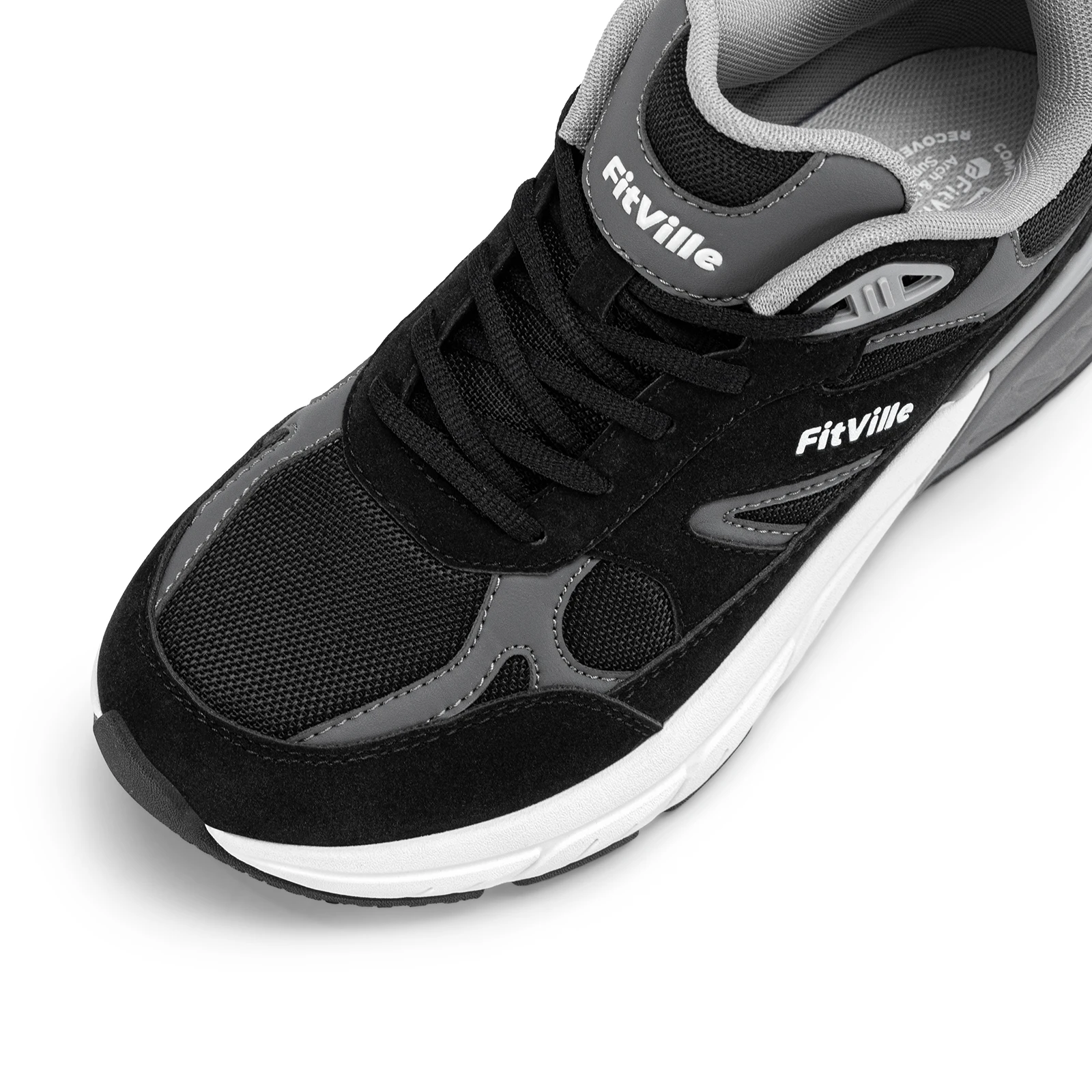 FitVille Newest Walking Shoes for Men Wide Width Sneakers with Arch Support for Flat Feet Heel Pain Relief Plantar Fasciitis