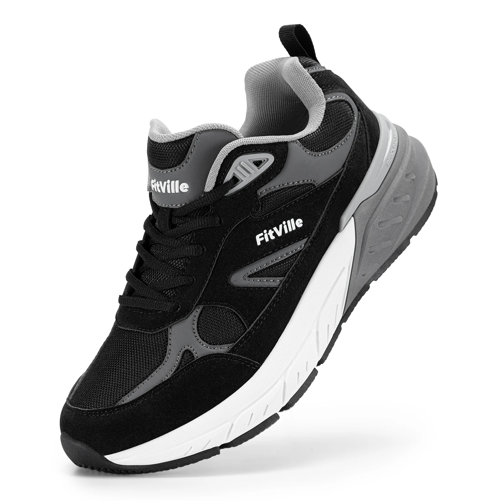 FitVille Newest Walking Shoes for Men Wide Width Sneakers with Arch Support for Flat Feet Heel Pain Relief Plantar Fasciitis