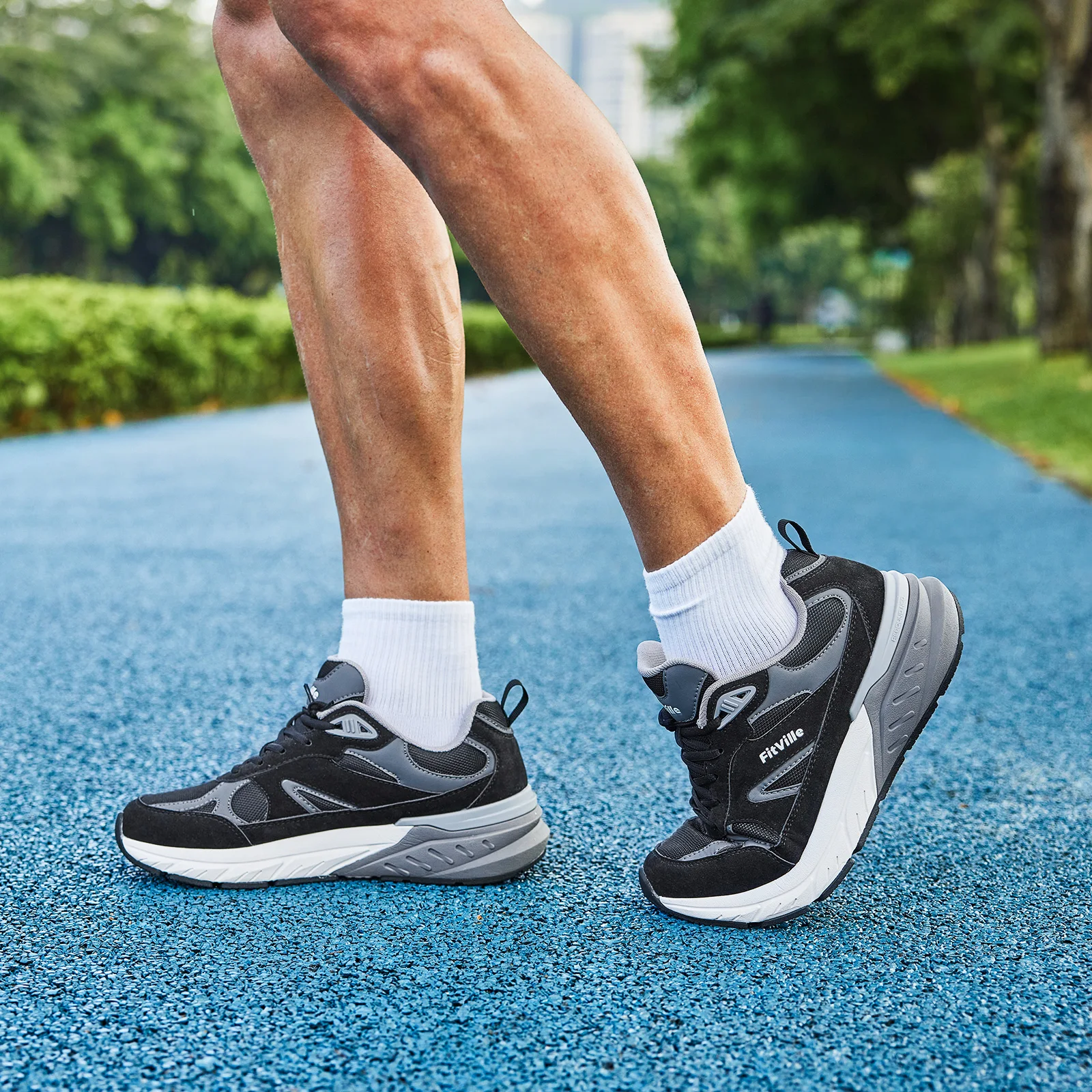 FitVille Newest Walking Shoes for Men Wide Width Sneakers with Arch Support for Flat Feet Heel Pain Relief Plantar Fasciitis
