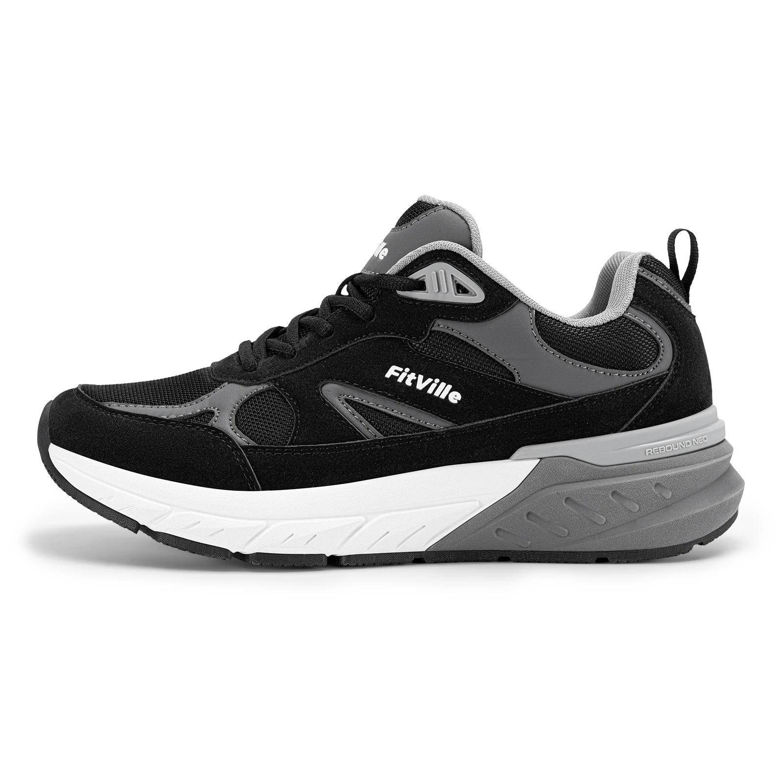 FitVille Newest Walking Shoes for Men Wide Width Sneakers with Arch Support for Flat Feet Heel Pain Relief Plantar Fasciitis