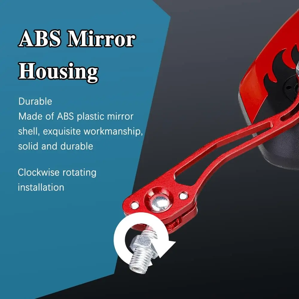 1Pair Universal Motocycle Rear View Adjustable Side Mirrors for Handlebars Aluminum Flame Pattern with 8mm/10mm Screws