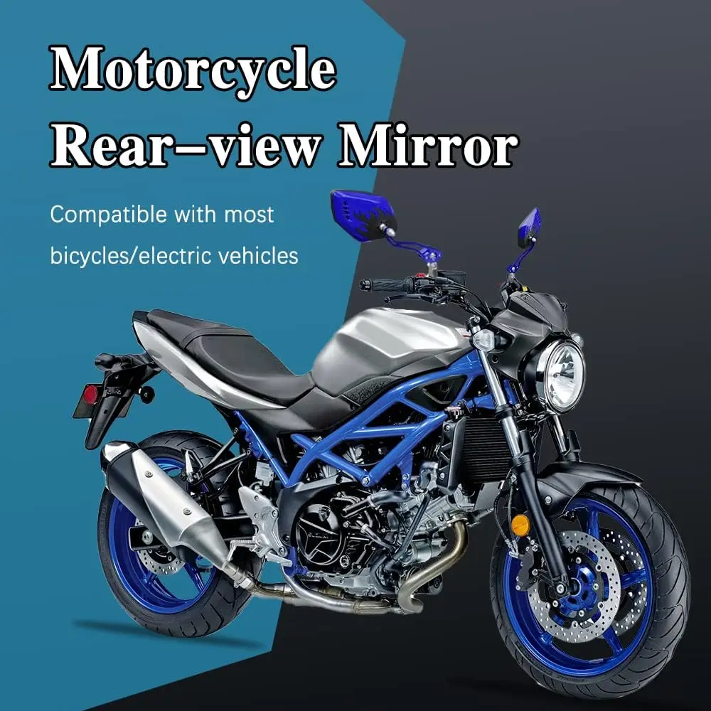 1Pair Universal Motocycle Rear View Adjustable Side Mirrors for Handlebars Aluminum Flame Pattern with 8mm/10mm Screws