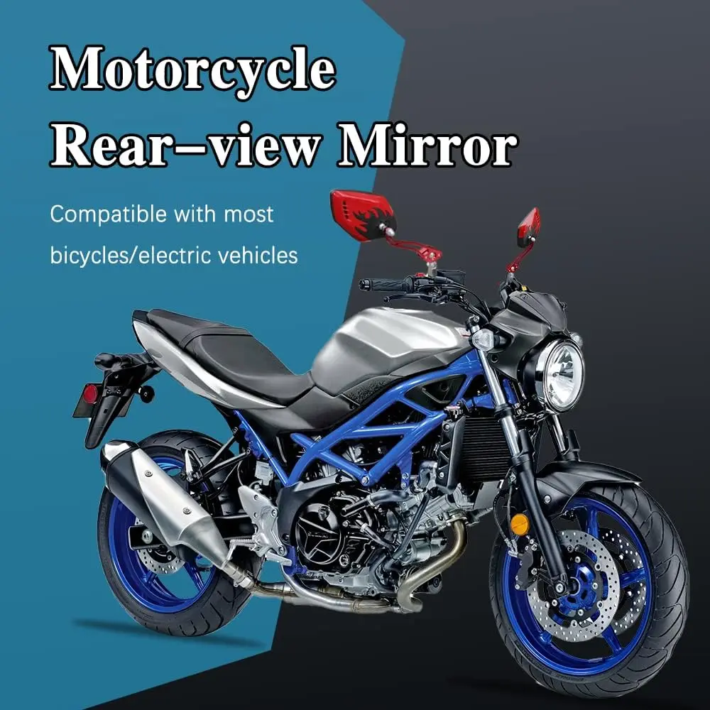 1Pair Universal Motocycle Rear View Adjustable Side Mirrors for Handlebars Aluminum Flame Pattern with 8mm/10mm Screws