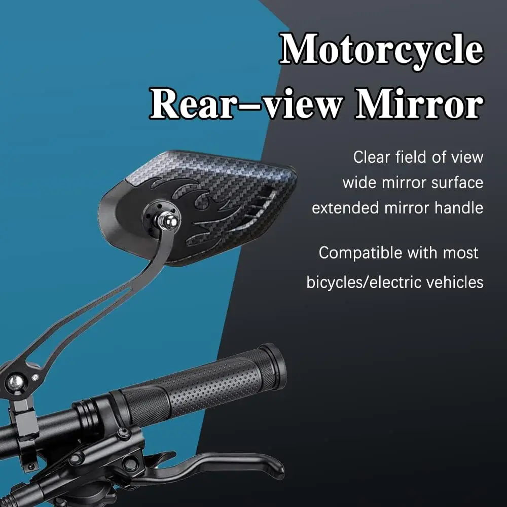 1Pair Universal Motocycle Rear View Adjustable Side Mirrors for Handlebars Aluminum Flame Pattern with 8mm/10mm Screws