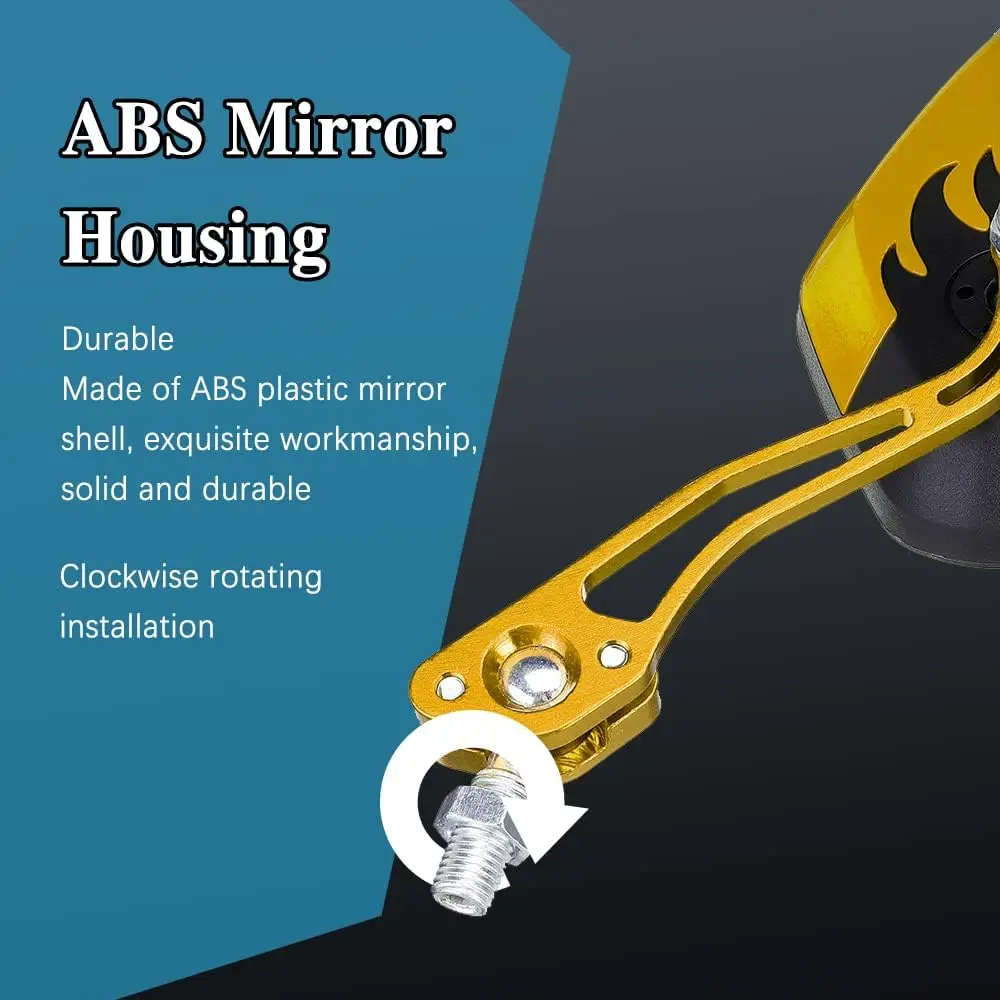 1Pair Universal Motocycle Rear View Adjustable Side Mirrors for Handlebars Aluminum Flame Pattern with 8mm/10mm Screws