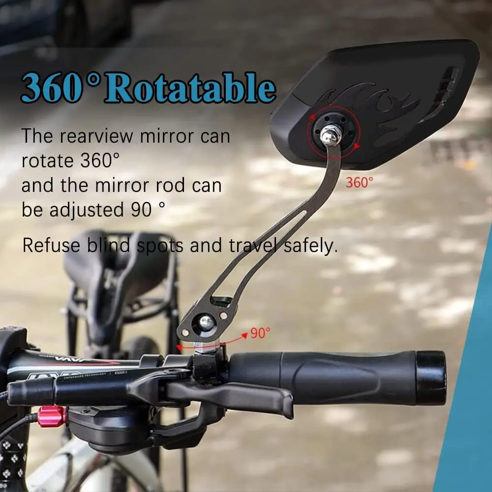 1Pair Universal Motocycle Rear View Adjustable Side Mirrors for Handlebars Aluminum Flame Pattern with 8mm/10mm Screws