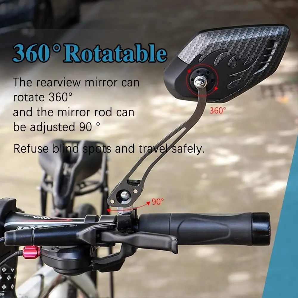 1Pair Universal Motocycle Rear View Adjustable Side Mirrors for Handlebars Aluminum Flame Pattern with 8mm/10mm Screws