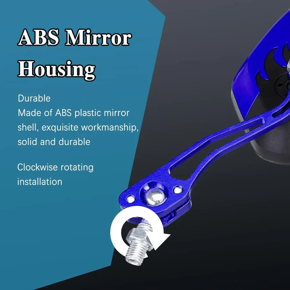 1Pair Universal Motocycle Rear View Adjustable Side Mirrors for Handlebars Aluminum Flame Pattern with 8mm/10mm Screws