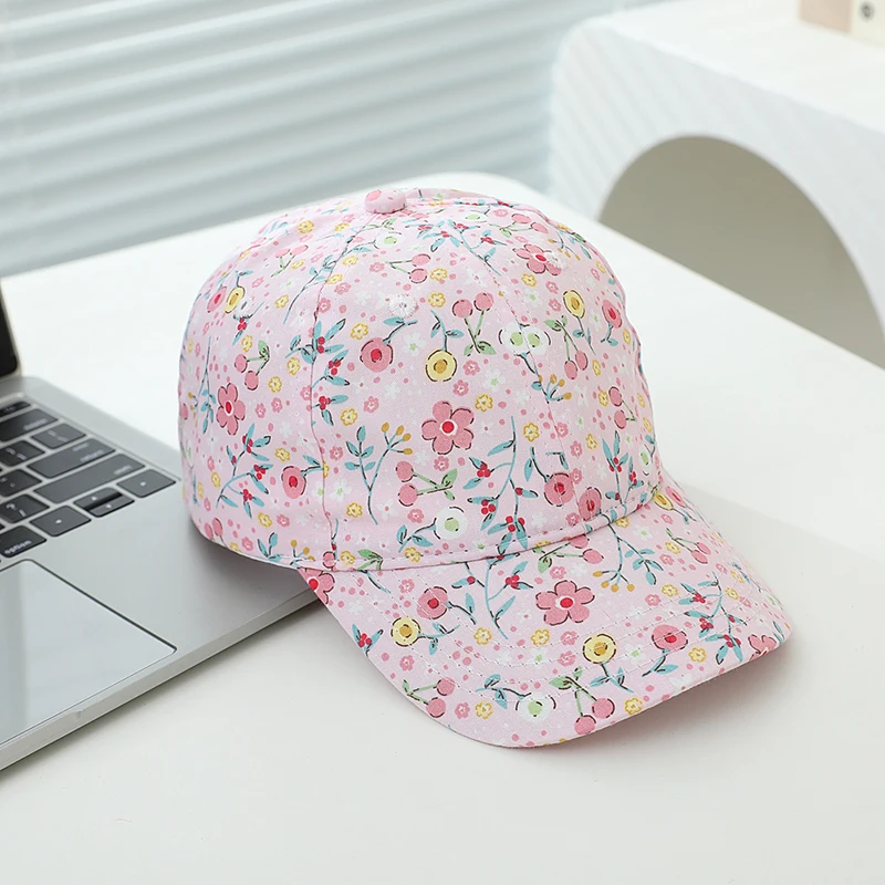 Baby Girls Baseball Summer School Cartoon Flowers Children Outdoor Kids Caps for 2-8Years Adjustable Sports Hats Cotton