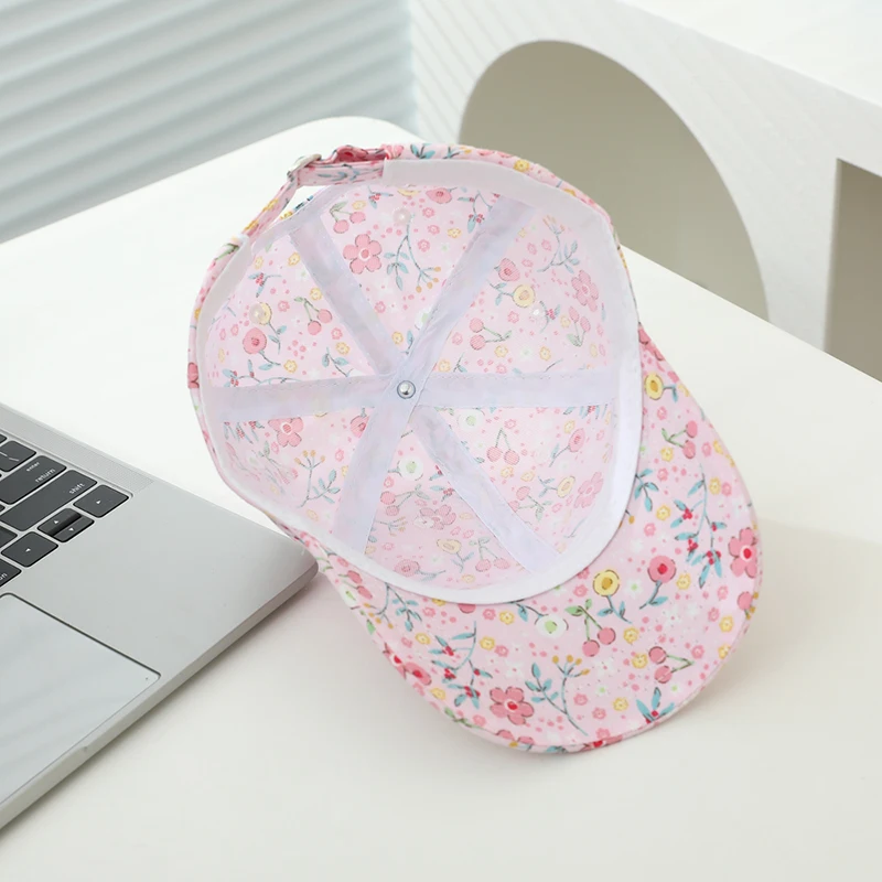 Baby Girls Baseball Summer School Cartoon Flowers Children Outdoor Kids Caps for 2-8Years Adjustable Sports Hats Cotton